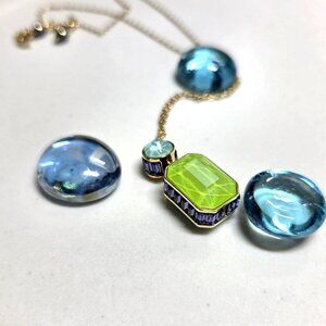 Swarovski Chroma Crystal Pendant Necklace Gold Tone Multi Colour Combination